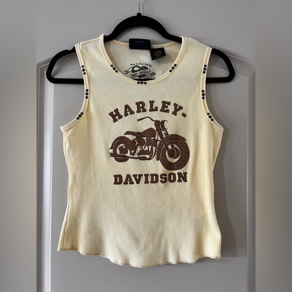 Yellow Harley Davidson tank